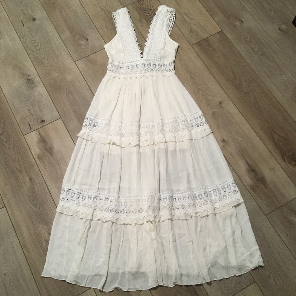 Cream White Boho Maxi Dress